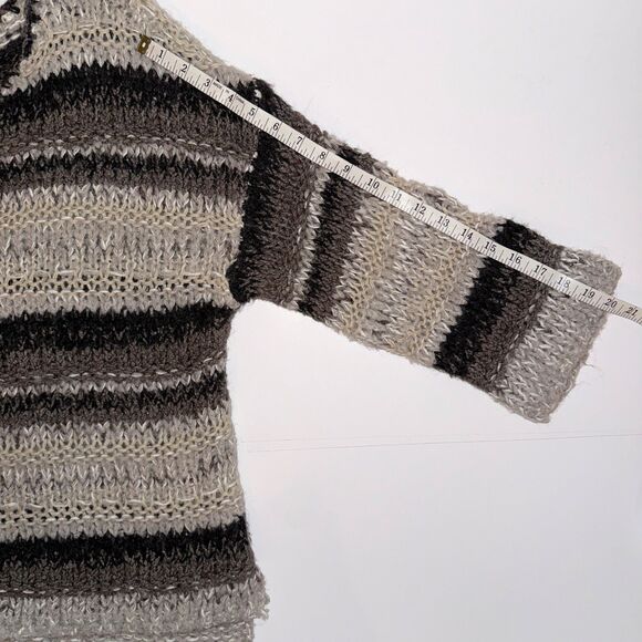 Free People Slouchy Knit Pullover Sweater Neutral Striped Brown Tan Cream Boho S - Picture 12 of 15